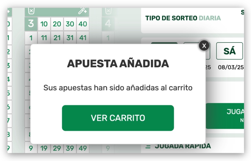 Ver carrito de La Primitiva en la web de Lotería El Cachirulo